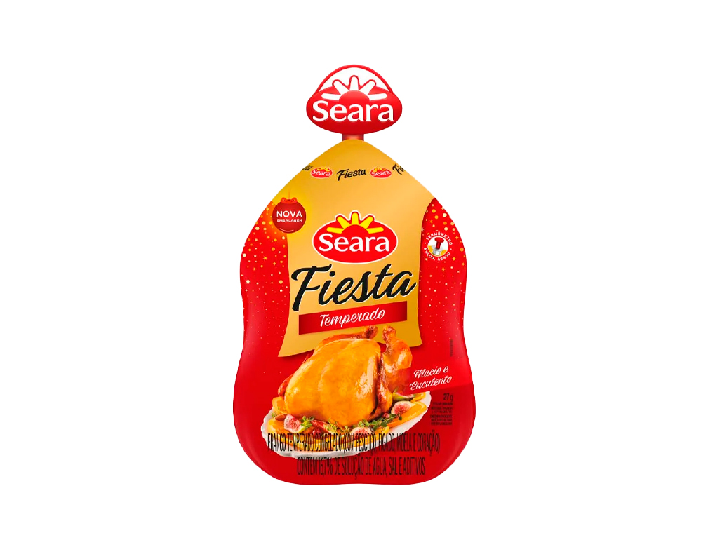 FRANGO INTEIRO CONGELADO TEMPERADO SEARA FIESTA 4 KG (CX 5 PÇ)